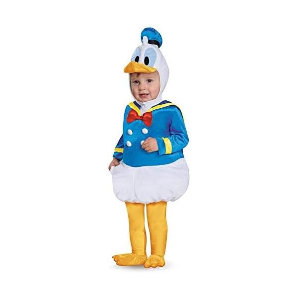 ドナルドダックコスチューム4点セット キッズ ハロウィン衣装 ベルベット素材 青トップス 黄色ズボン 赤リボ