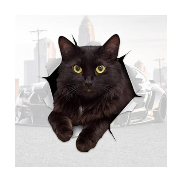 黒猫ビニールデカール 12x13cm 2枚入 リアル猫ステッカー 車窓ノートPC用 3D効果デコレーション 防水耐久