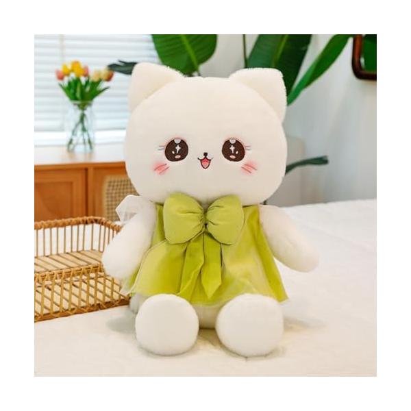 猫ぬいぐるみ 抱き枕 35cm ふわふわクッション グリーン 誕生日プレゼント キャットインテリア