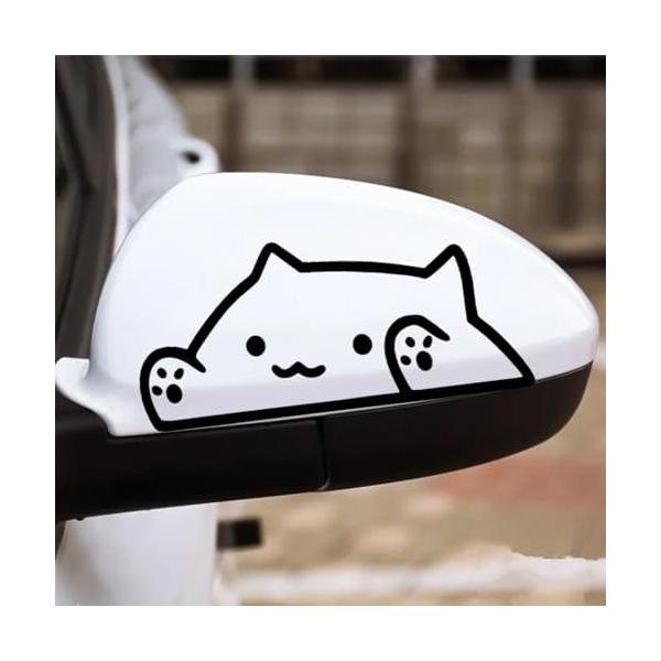 猫 車用ステッカー 2枚セット 黒 15x7cm デカール 防水 窓装飾 ペットデコレーション