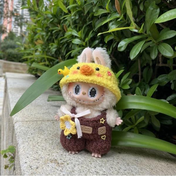 ラブブぬいぐるみ 17cm専用 手作りデニムオーバーオール＆帽子セット