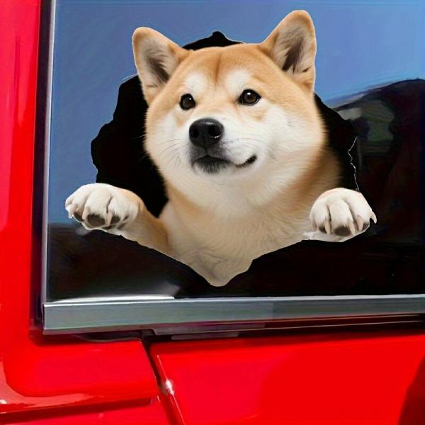 防水 柴犬 3Dステッカー 黒涙エフェクト リアルぬいぐるみ風 耐候性 PVCデカール バイク カバン 装飾用