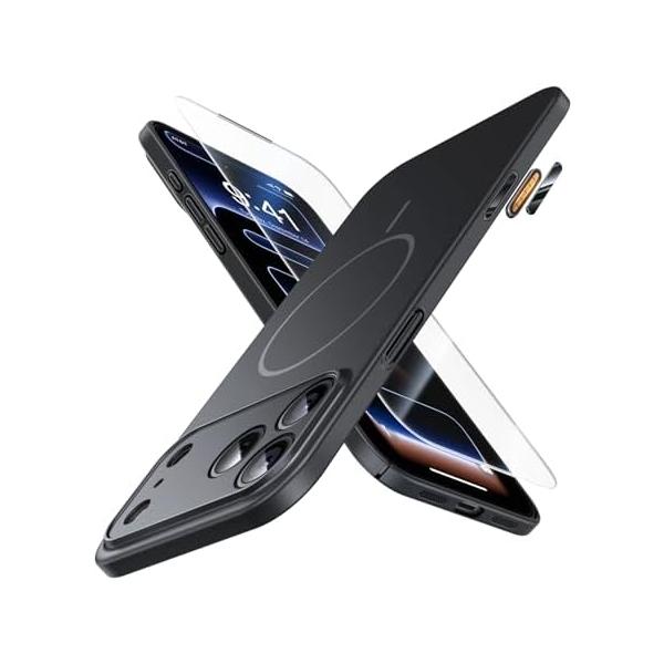 iPhone 17 Pro Max ケース 超薄型 超軽量 MagSafe対応 マット質感 指紋防止 日本製PC スクリーン保護付き ストラップホ