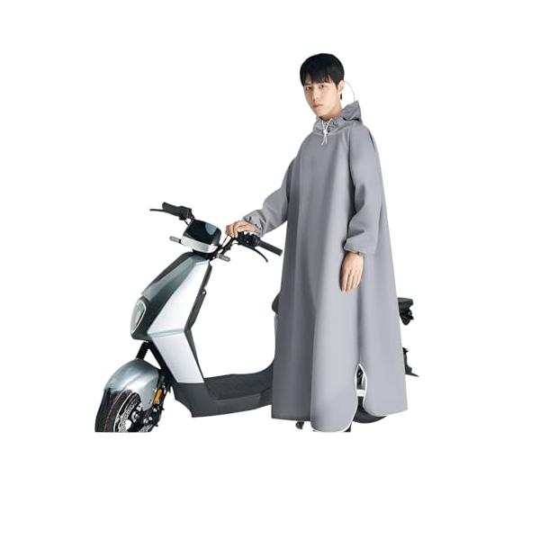 自転車・バイク用レインコート メンズレディース ロング丈 超防水 反射テープ・透明バイザー付き