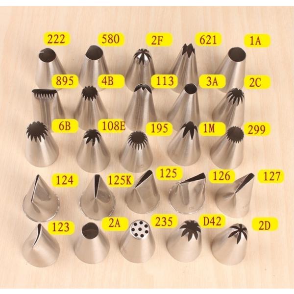ご覧いただきありがとうございます！型番： 花口金6B、D42、2D、1M、108E、853、2C、195、はっぱ口金113、バラ口金123、125K、丸口金1A、2A、3A、雪絞り口金2F、サントノーレ口金580、片目口金895、桃口金22...