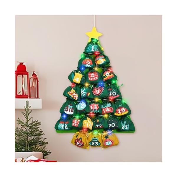 クリスマスアドベントカレンダー 壁掛けツリー タペストリー 24個布袋