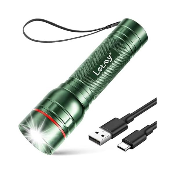 充電式LED懐中電灯 高輝度1000ルーメン IP65防水 ズーム可能 3モード