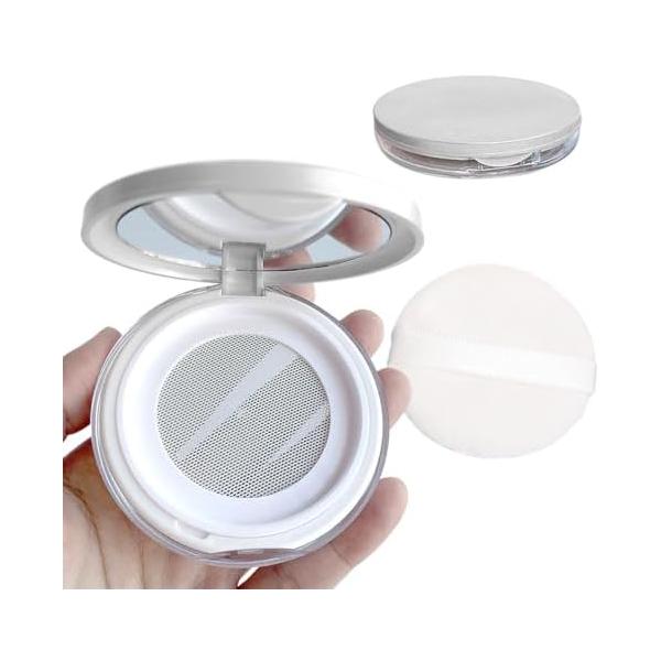 超薄型パウダーケース 鏡付き 詰替え容器 スポンジパフ付き コンパクト