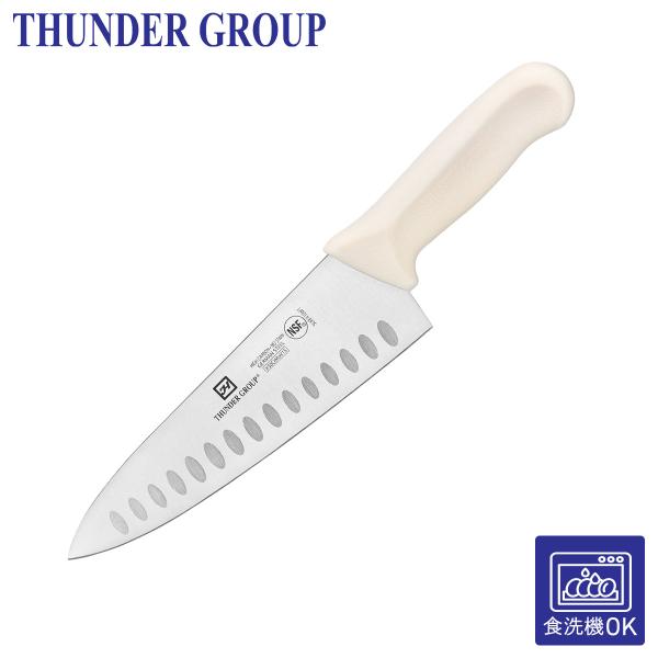 Thunder Group 牛刀 203mm シェフナイフ 包丁 食洗機対応 モリブデン バナジウム ステンレス鋼 ディンプル加工 両刃 業務用 SLKF410WT