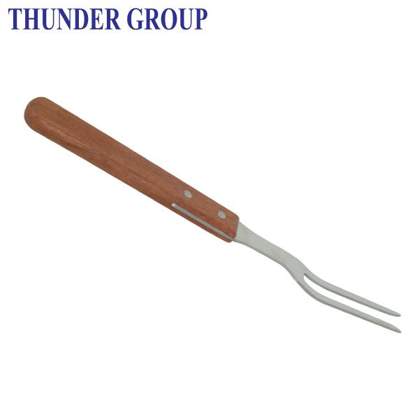 Thunder Group カービングフォーク 全長33.6cm ミートフォーク 肉 ステーキ ステンレス 木柄 業務用 SLTWPF013