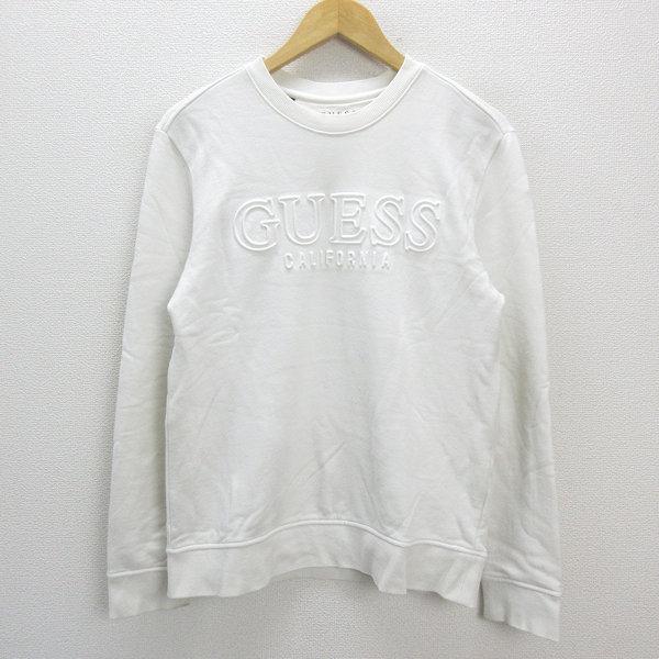 k□ゲス/GUESS エンボスロゴ スウェットトレーナー【M】白MENS/28 