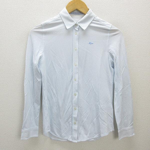 k□ラコステ/LACOSTE ストライプ柄 長袖シャツ/ブラウス【34】水色 