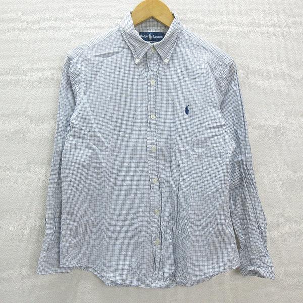 y□ラルフローレン/RALPH LAUREN CUSTOM FIT長袖BDシャツ□白【メンズL 