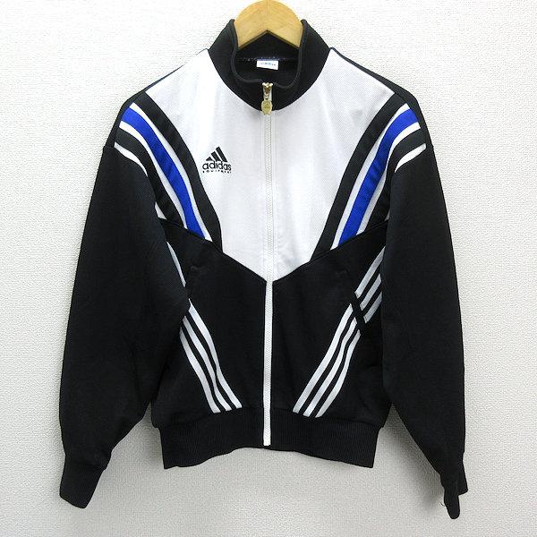 y□90's 古着□アディダス/ADIDAS ロゴ刺繍 トラックジャージ□白/黒
