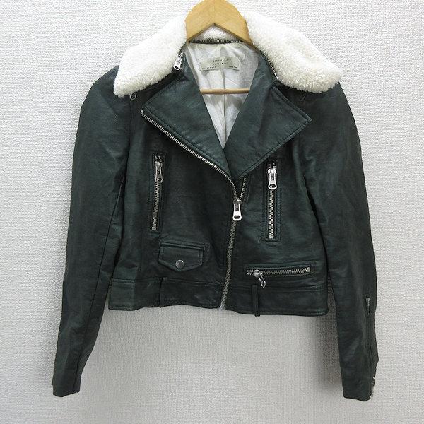 n□ザラ ベーシック/ZARA BASIC 襟ボア ダブルライダースジャケットJKT 