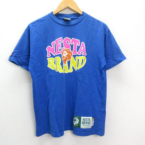 n□ネスタブランド/NESTA BRAND プリントTシャツ【M】青/MENS/39【中古 