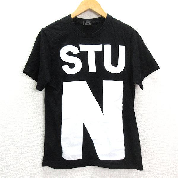 y□ステューシー/STUSSYビッグロゴプリントTシャツ□黒【メンズS】MENS 