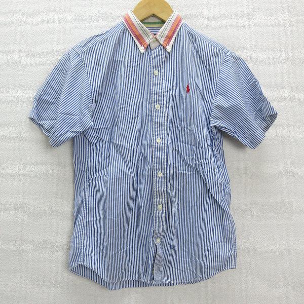 s□ラルフローレン/POLO Ralph Lauren ロゴ刺繍 ストライプ柄 半袖BD