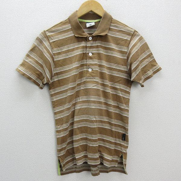 a□コロンビア/Columbia ボーダー柄 半袖ポロシャツ【XS】茶/MENS/136 
