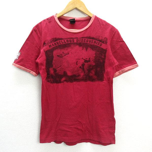 y□ディーゼル/DIESEL リンガーTシャツ□エンジ【メンズM】MENS