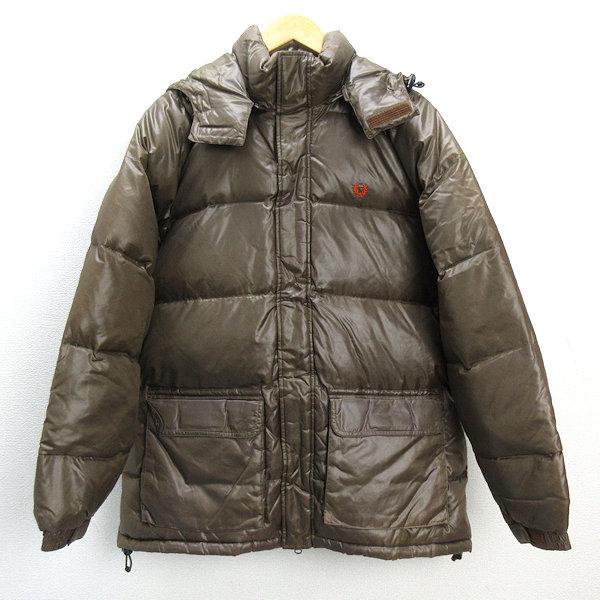k□フレッドペリー/FRED PERRY フーディダウンジャケットJKT【O】茶  