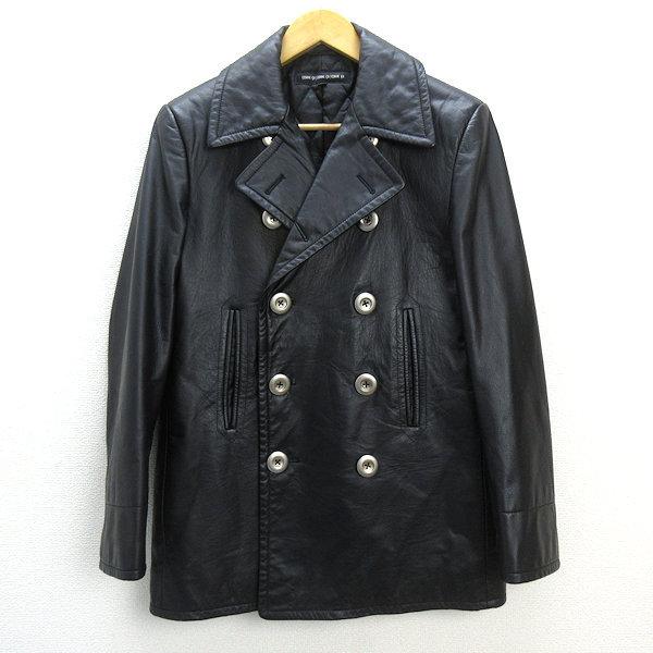 k□コムサ/COMME CA 牛革 ダブルボタンレザーコート/ジャケット【44
