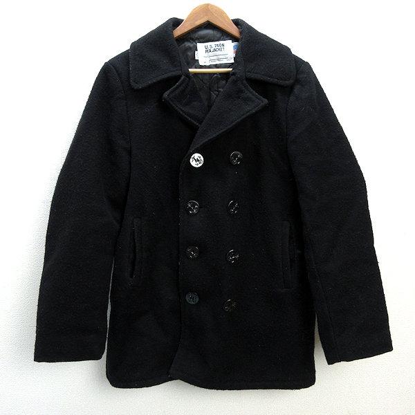 美品 USA製 ショット 740N メルトンウール ピーコート Dネイビー 40 Schott N.Y.C ショット SCHOTT 740 メンズ ウール ダブル