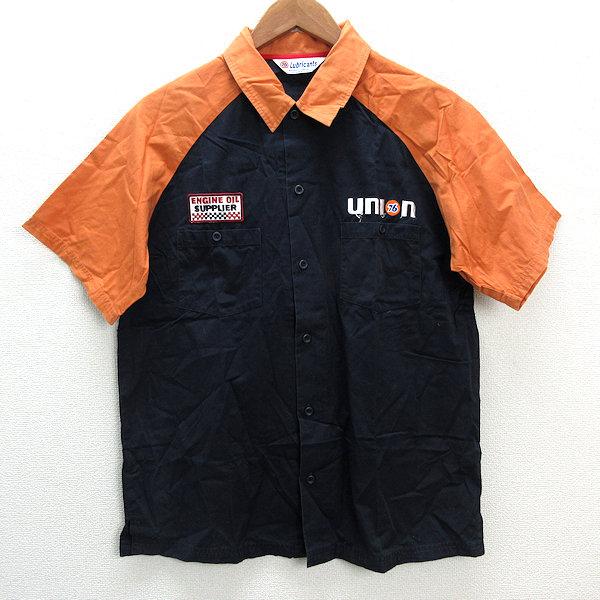 k□76ルブリカンツ/76 lubricants ワッペン付き 半袖ワークシャツ【L