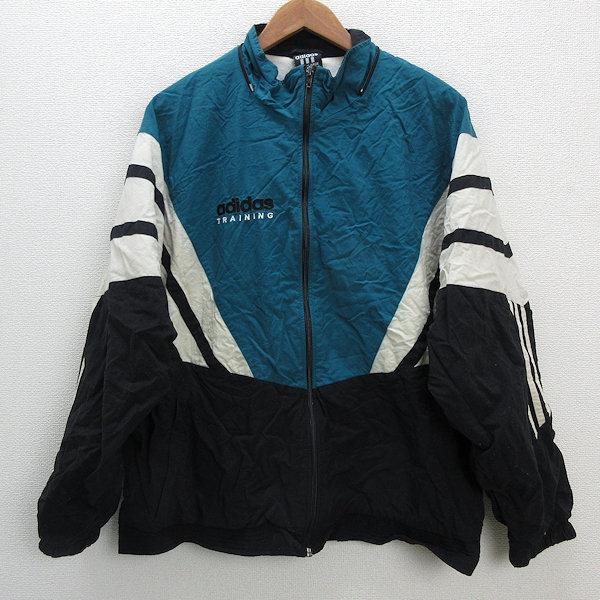 y□アディダス/ADIDAS TRAINIGナイロンブルゾン□緑/黒【メンズXL 