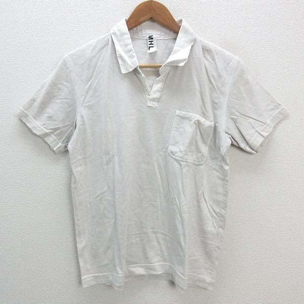 k□マーガレットハウエル/MHL キーネック 半袖ポロシャツ【M】灰色系