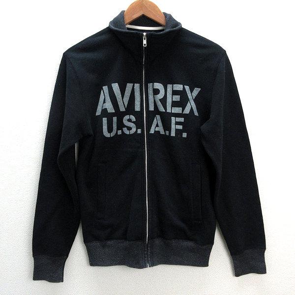 y□アヴィレックス/AVIREX ジップアップ スウェットトレーナー□黒 