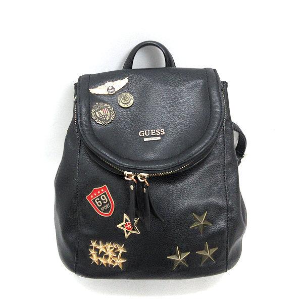 k□ゲス/GUESS スタッズ付き PUレザー リュックサック/黒/BAG/LADIES 