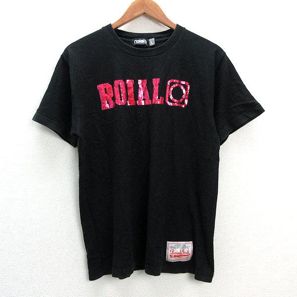 s□ロイアル/roial ロゴ スパンコール 半袖Tシャツ【L】黒/MENS/125  