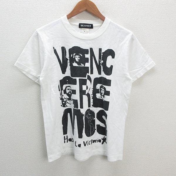 s□ビームスT/BEAMS T ビッグプリント 半袖Tシャツ【S】白/MENS