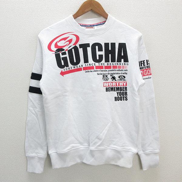 a□ガッチャ/GOTCHA ロゴプリント 長袖トレーナー【M】白/MENS/81  