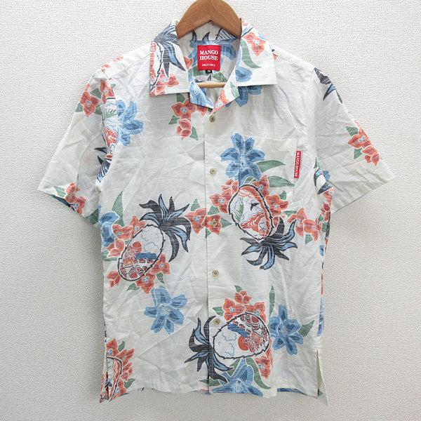 MANGO HOUSE 花柄 アロハシャツ LL k□マンゴハウス/MANGO HOUSE OKINAWA 半袖アロハシャツ/かりゆし【M