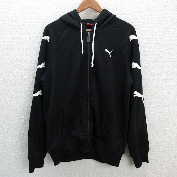 a□プーマ/PUMA 814988 ロゴ刺繍 ジップアップパーカー【XO】黒