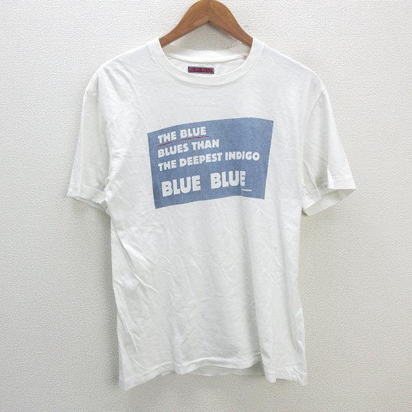 y□ハリウッドランチマーケット/H.R.Market BLUE プリントTシャツ□白 