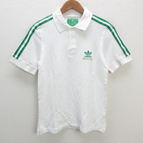 a□アディダス/Adidas ロゴ刺繍 スリーストライプ 鹿の子 半袖