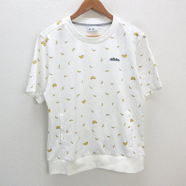 s□アディダス/adidas バナナ柄プリント 半袖スウェット地 Tシャツ【L 