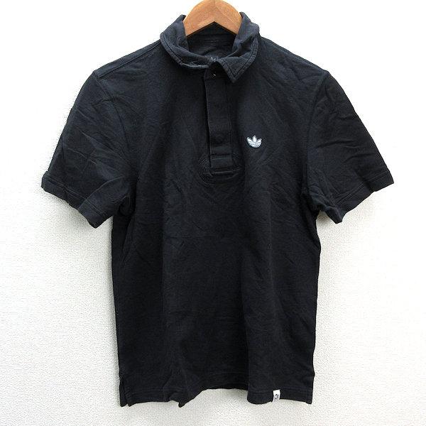 a□アディダス/Adidas トレフォイルロゴ 半袖ポロシャツ【S】黒/MENS 