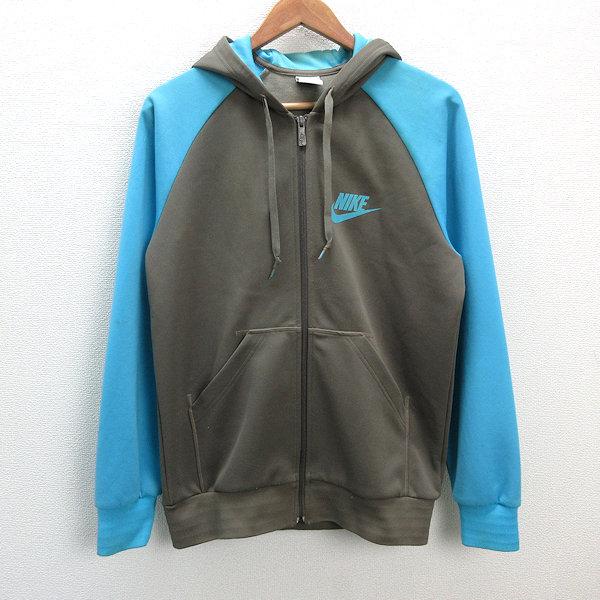 y□ナイキ/NIKE スオッシュロゴプリント ジップアップパーカー□カーキ 