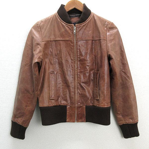 k□シップス/bluelab SHIPS 牛革レザージャケットJKT/リブ付き/茶 