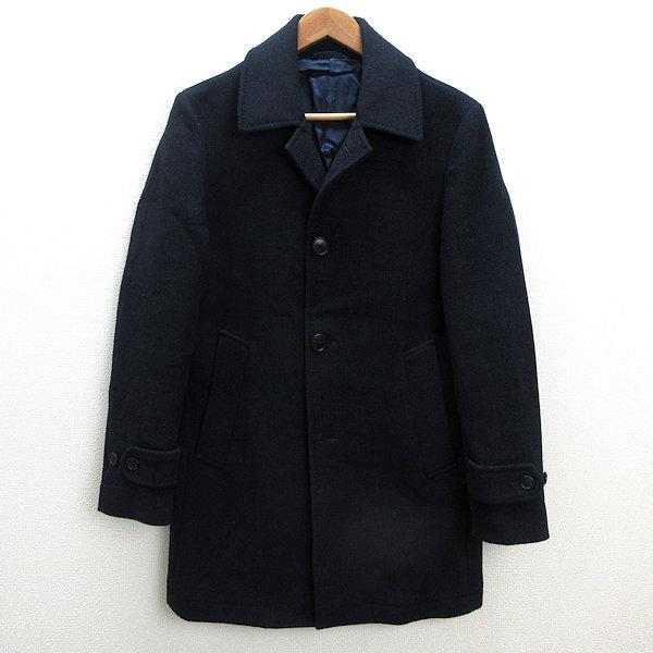 k□シップス/SHIPS ウールチェスターコート【M】紺/MENS/タイト細身