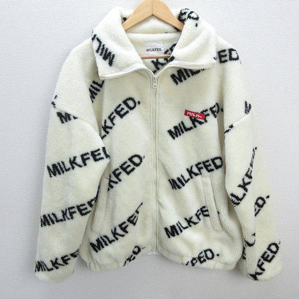 y□美品□ミルクフェド/MILKFEDモコモコ フリースジャケット□白 