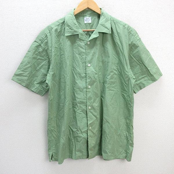 z□コーエン/COEN enjoy easy Chic 半袖コットンシャツ【L】緑系/men's