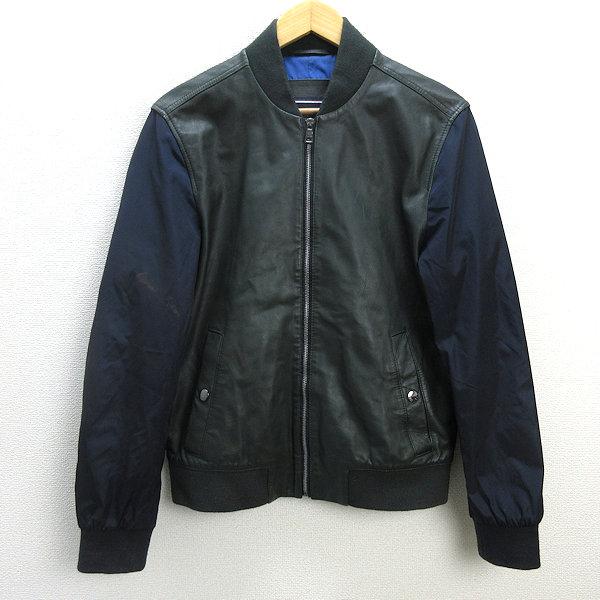 y□トミーヒルフィガー/TOMMY HILFIGER 羊革 切り替えレザージャケット 