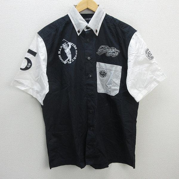 k□ハーディエイミス/HARDY AMIES SPORT 半袖ボタンダウンシャツ【L 