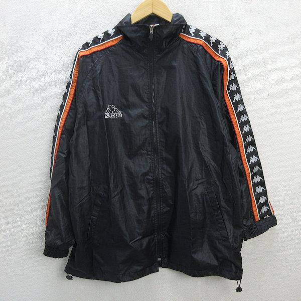 k□90s□カッパ/kappa 袖ロゴライン トレーニングジャケットJKT【M】黒