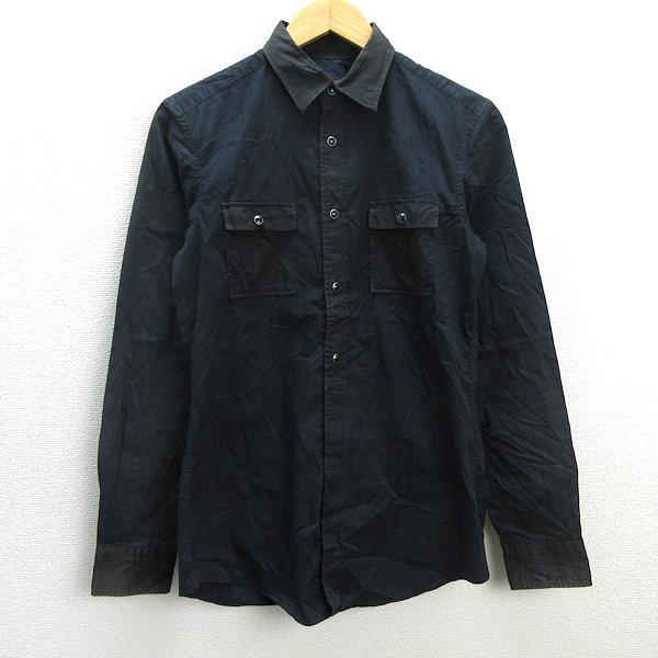 z□ピーピーエフエム/PPFM 長袖シャツ ストライプ【M】黒/men's/109